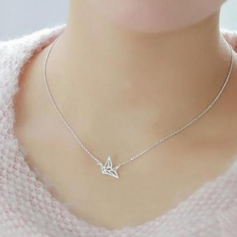 Dainty Origami Bird Necklace - Gold Plated